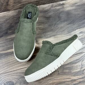 NIB SOUL Naturalizer 9W Truly Cozy Faux Fur Lined Comfort Sneaker Clog Olive